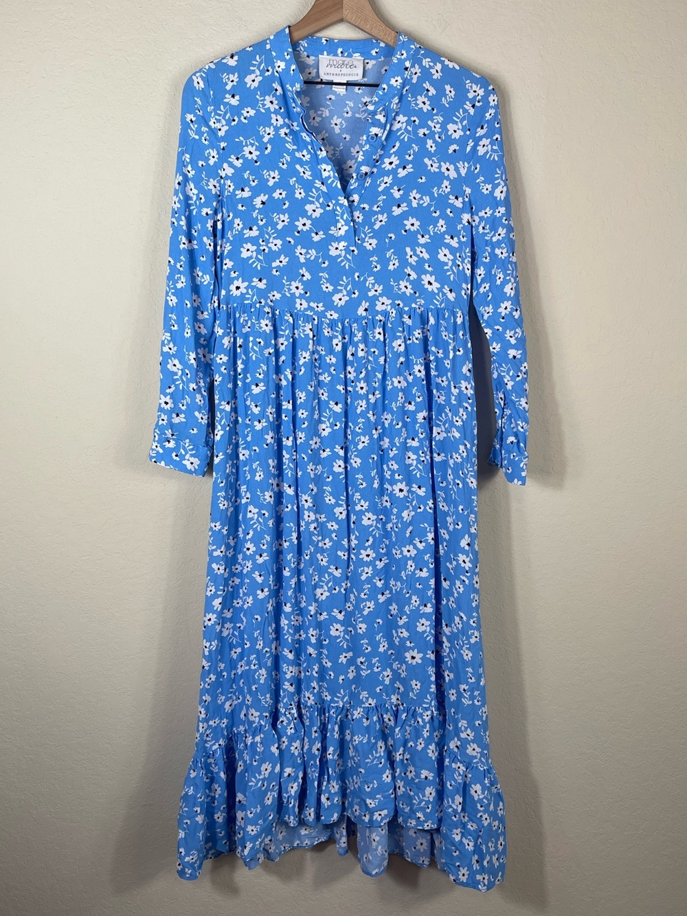 Anthropologie Mare Mare Lynda Floral Maxi Dress Blue Size Small